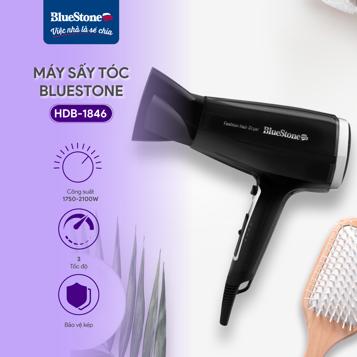 Máy Sấy Tóc BlueStone HDB-1846 1750-2100W Máy Sấy Tóc BlueStone HDB-1846 1750-2100W